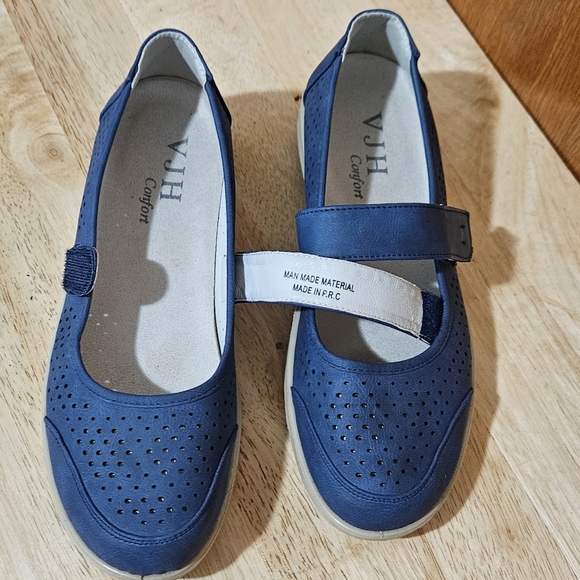 VJH Confort Women's Comfortable Breathable Slip-On Mary Jane Flats, Navy Blue - Picture 7 of 11